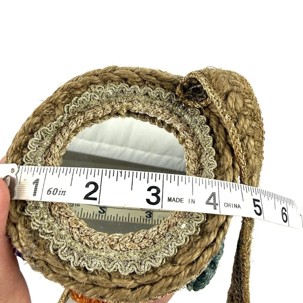 Free‎ People Be Boho Handbag Raffia Straw Barrel Colorful Festival Side Mirrors